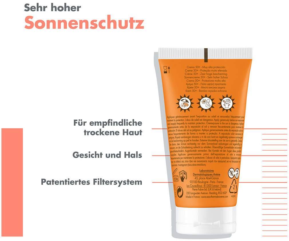 Avene Sonnencreme SPF 50+ mit Duftstoffen 50 ml
