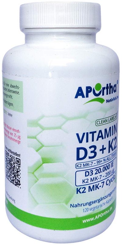 Vitamin D3 20.000 I.E.+k2 200 µg 120 Kapseln