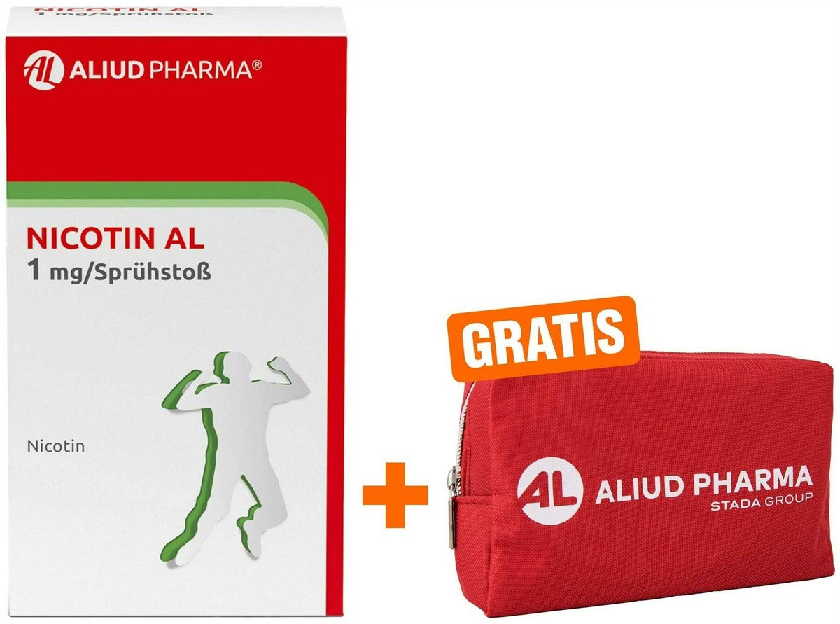 Nicotin AL 1 mg pro Sprühstoß Spray 2 Stück + gratis Medikamententasche 1 Stück