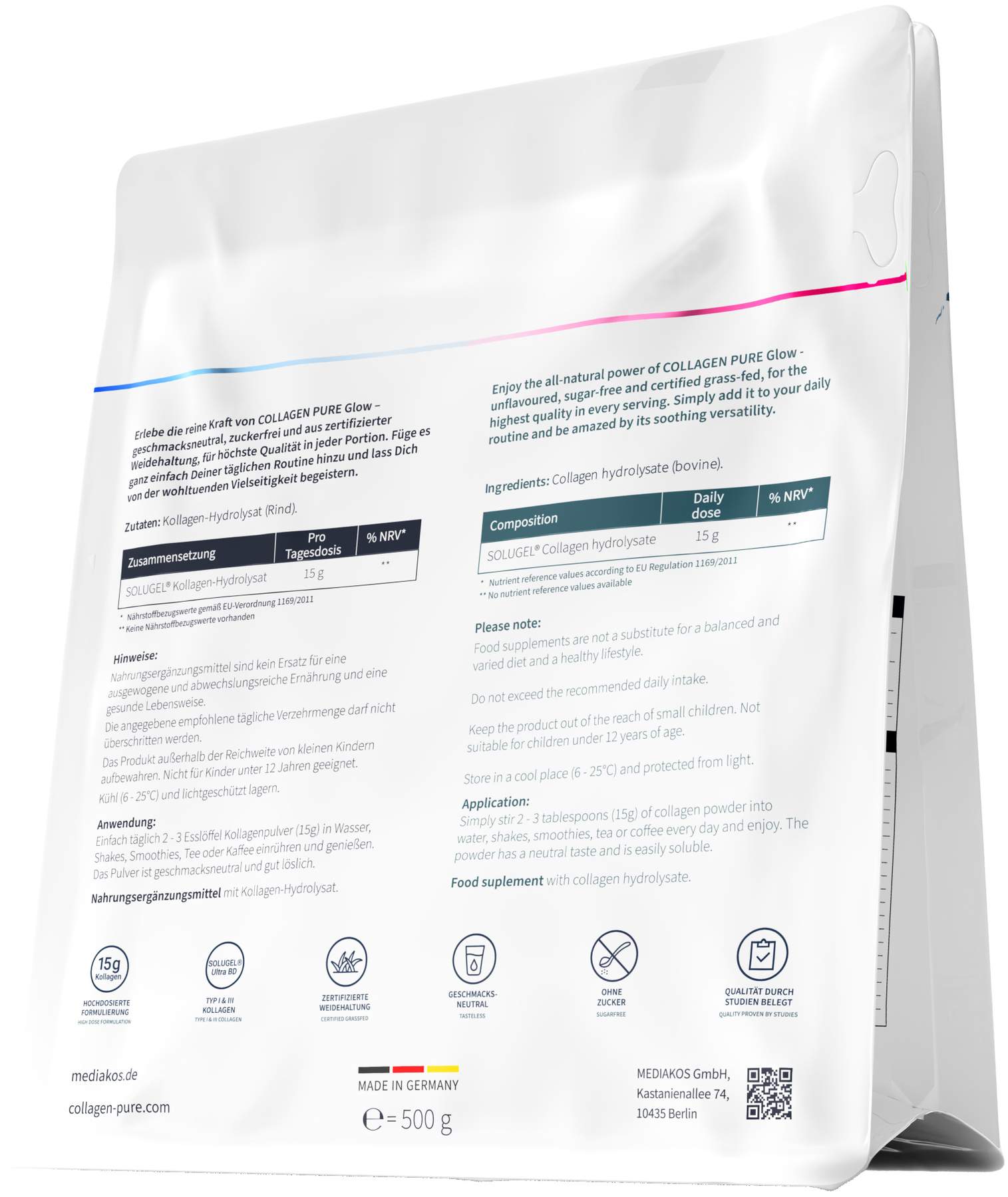 Collagen Pure Glow 100% Reines Kollagen 500 G