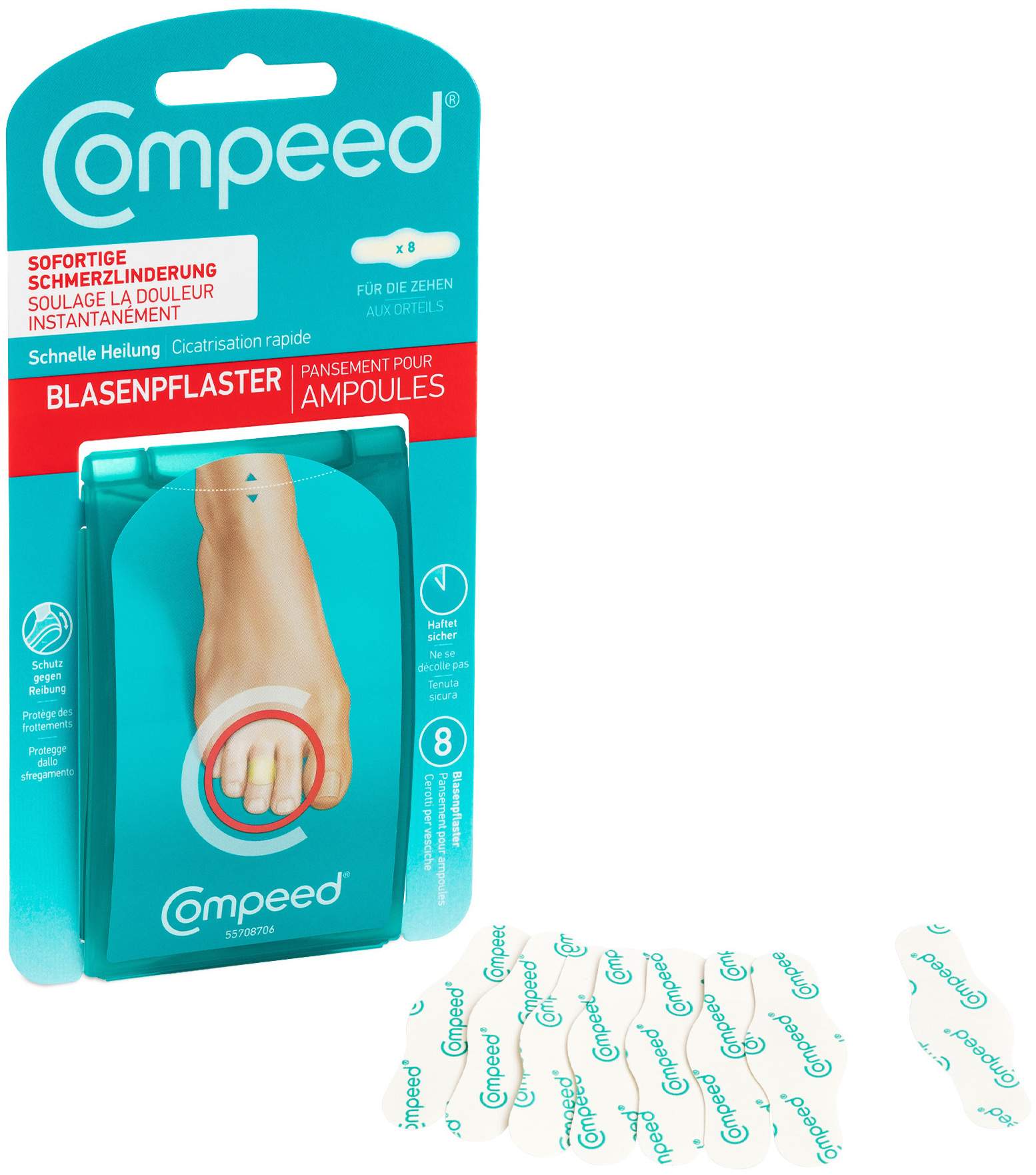 Compeed 8 Blasenpflaster an den Zehen
