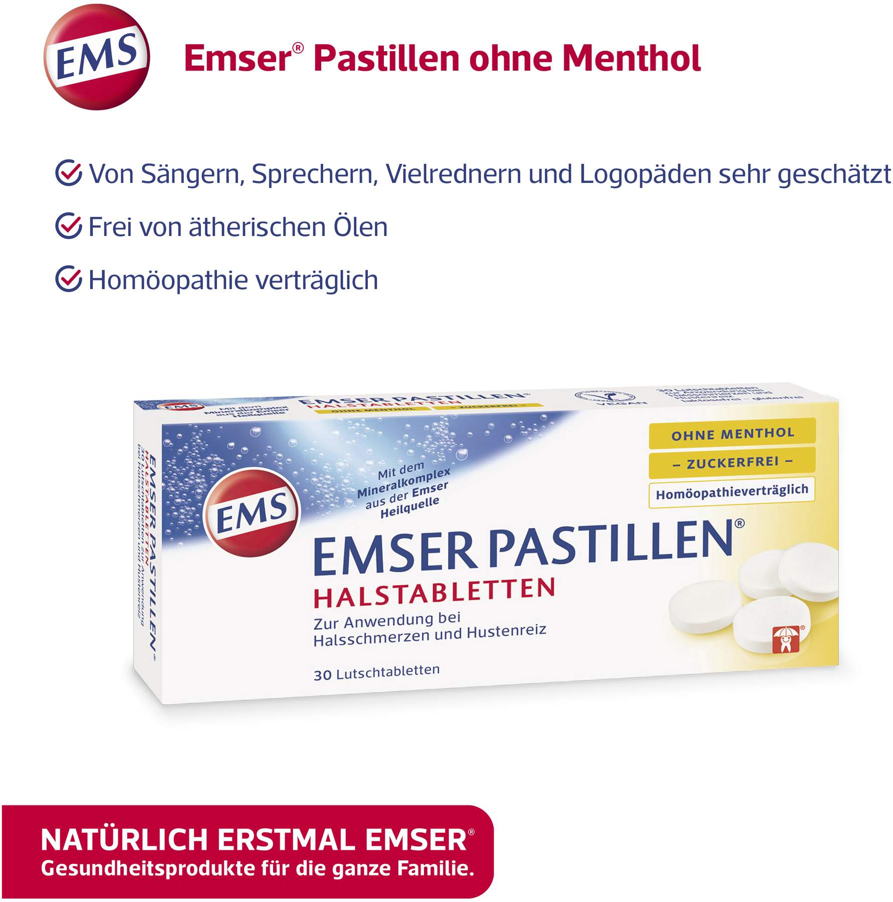 Emser Pastillen ohne Menthol zuckerfrei 30 Stück
