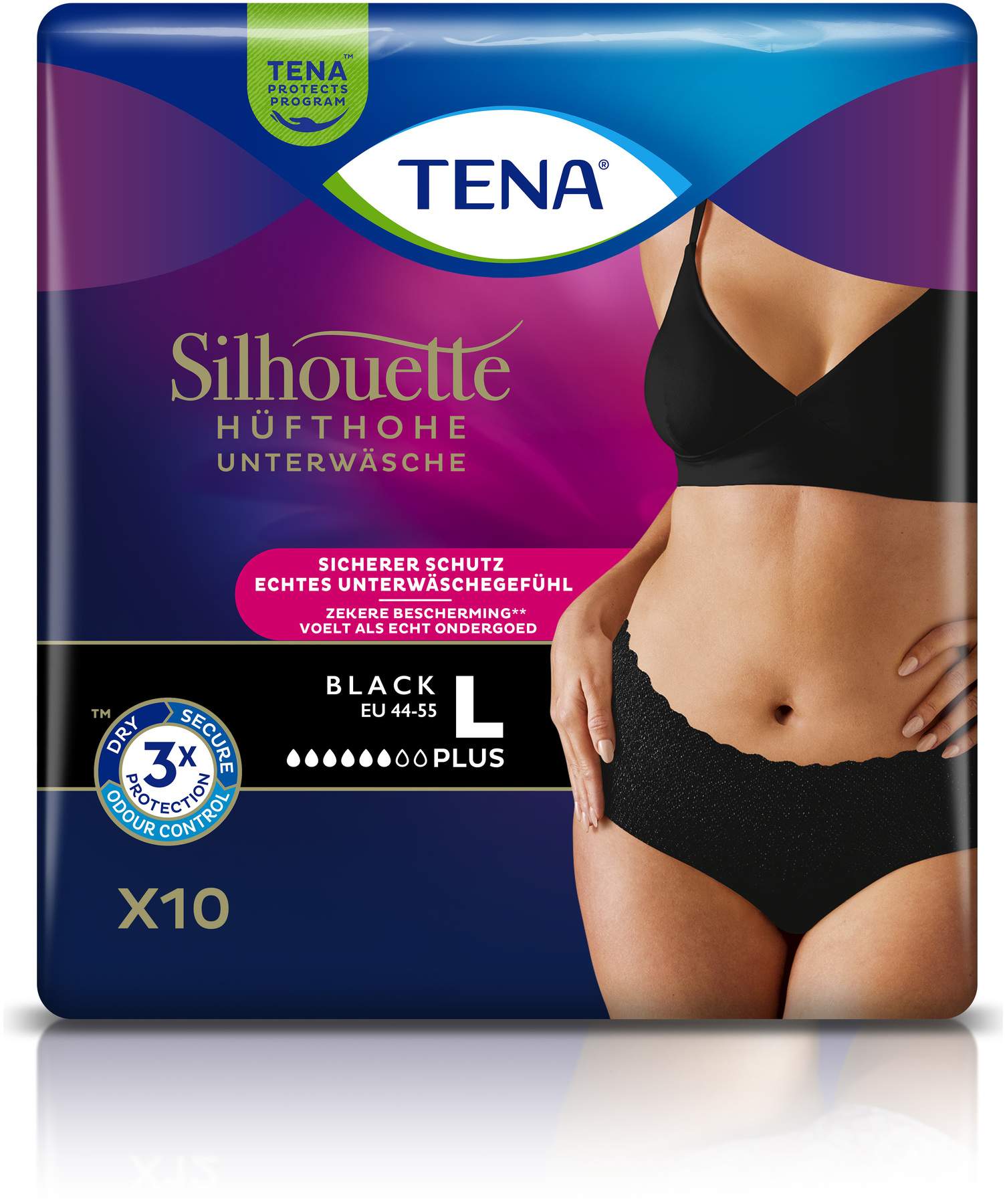 Tena Silhouette Plus L Black 2 X 10 Inkontinenzhosen