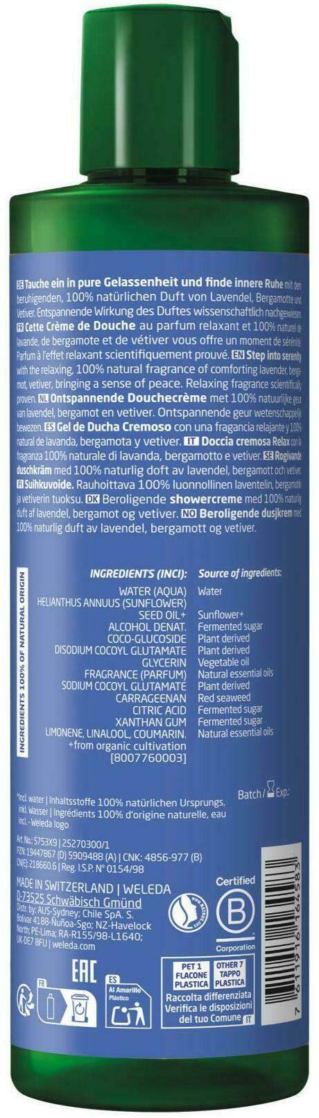 Weleda Relax Shower Cream Lavendel 400 ml