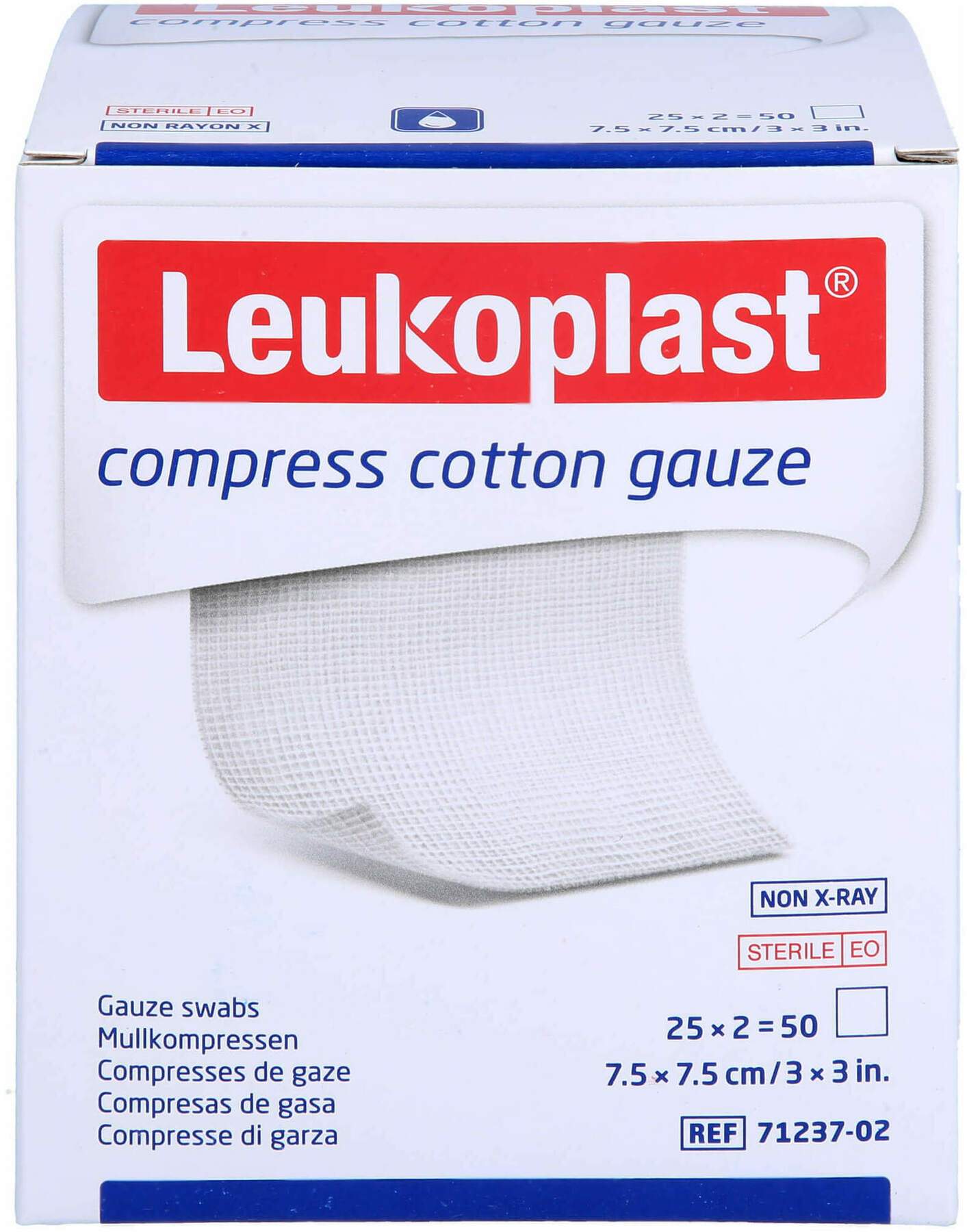 Leukoplast Compress Cotton Gauze 7,5 X 7,5 cm Ste.8f 25 X 2 Stück