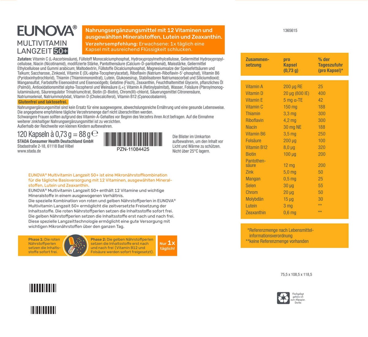 Eunova Langzeit 50+ Kapseln 120 Stück