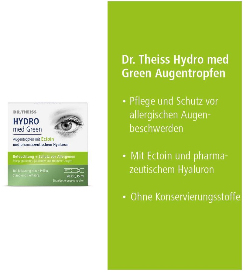 Dr.Theiss Hydro med Green Augentropfen 20 x 0,35 ml Einzeldosispipetten