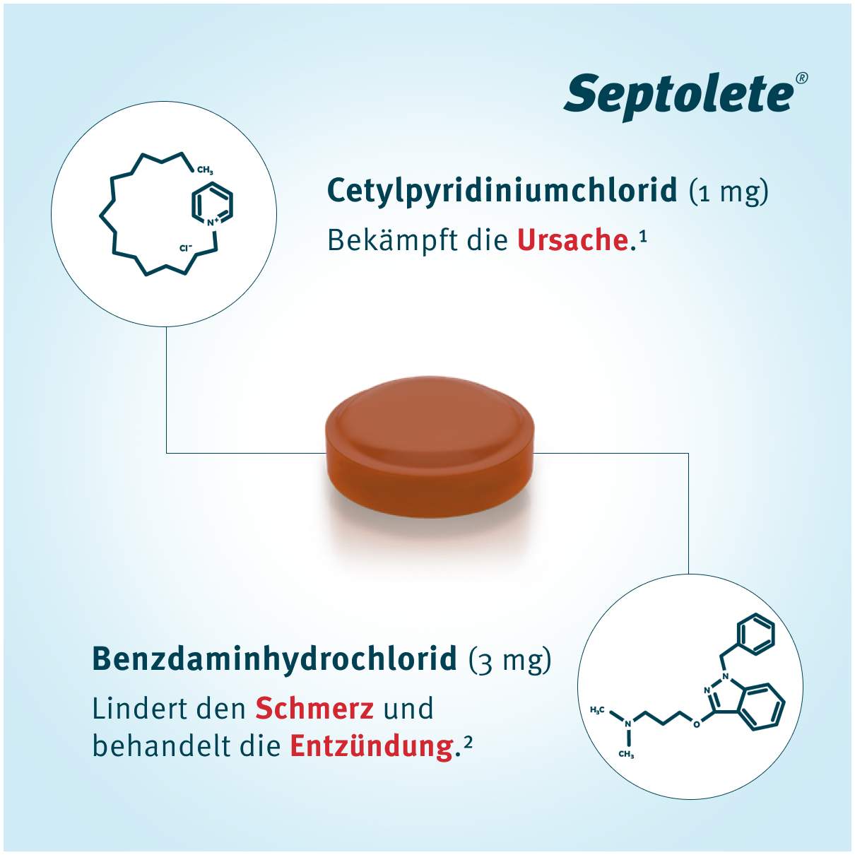 Septolete mit Cola Geschmack 3mg + 1mg  16 Lutschtabletten