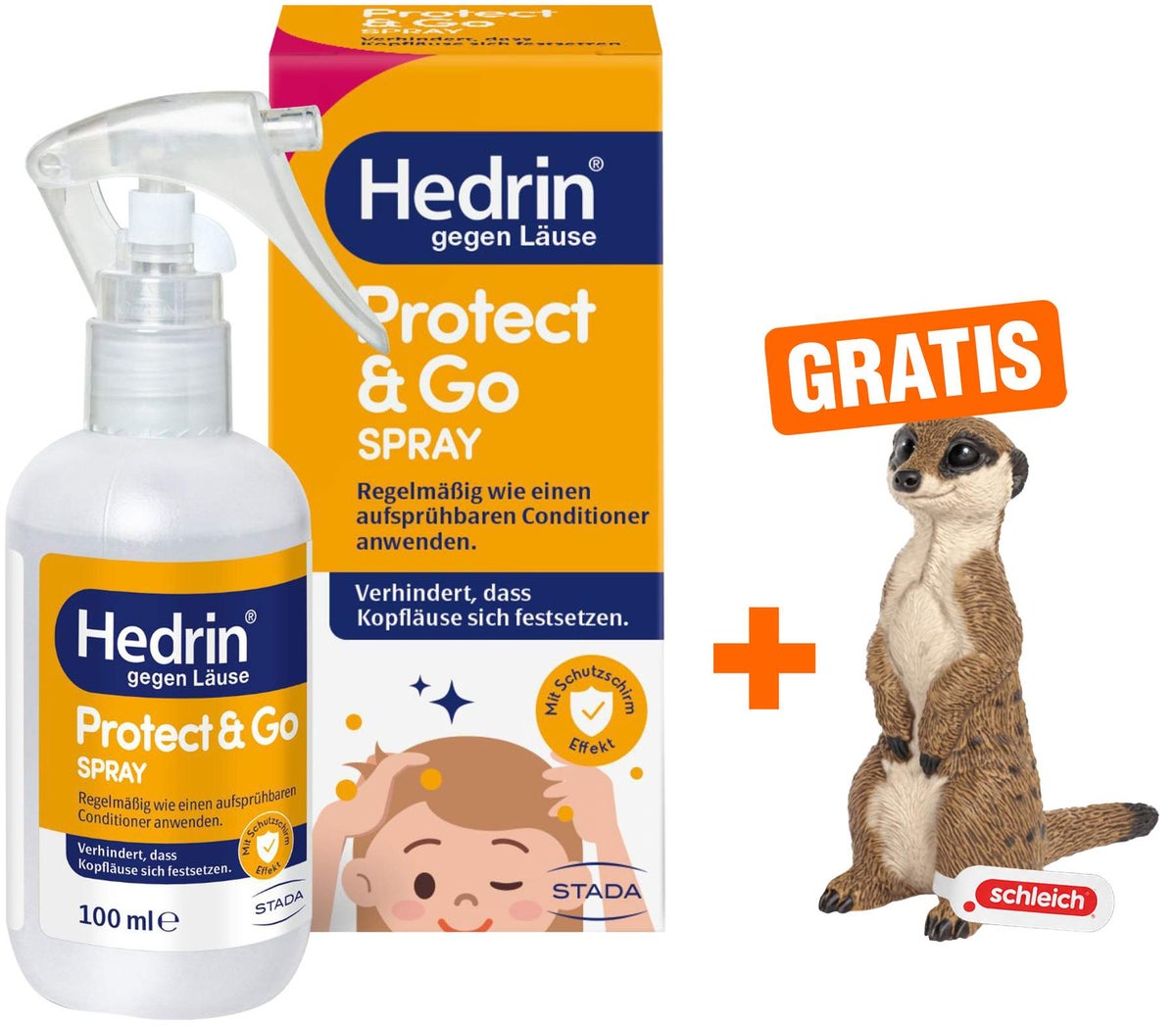 Hedrin Protect & Go 100 ml Spray + gratis Schleich® Erdmännchen 1 Stück