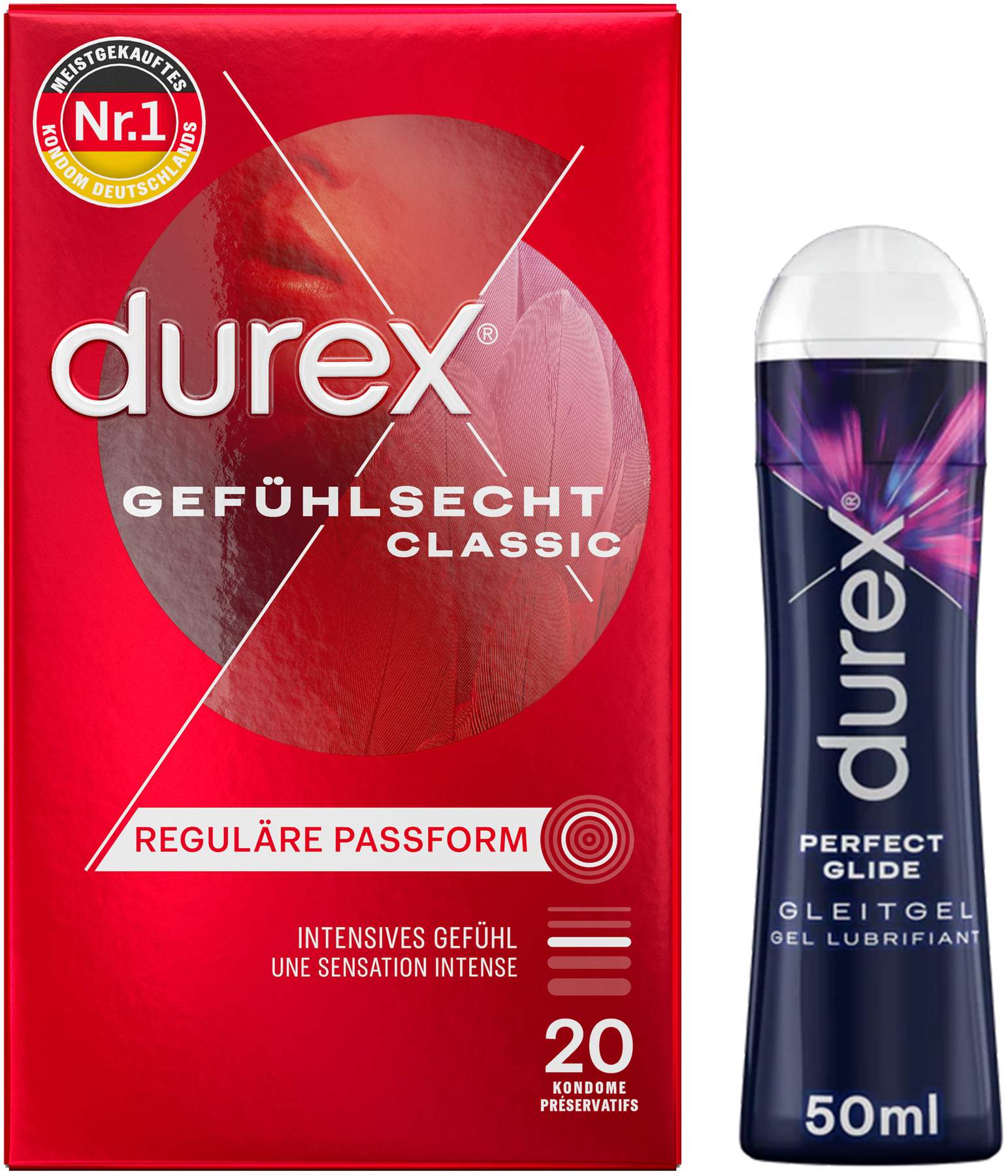 Durex Gefühlsecht classic Kondome 20 St + Durex Play Perfect Glide 50 ml Gleitgel