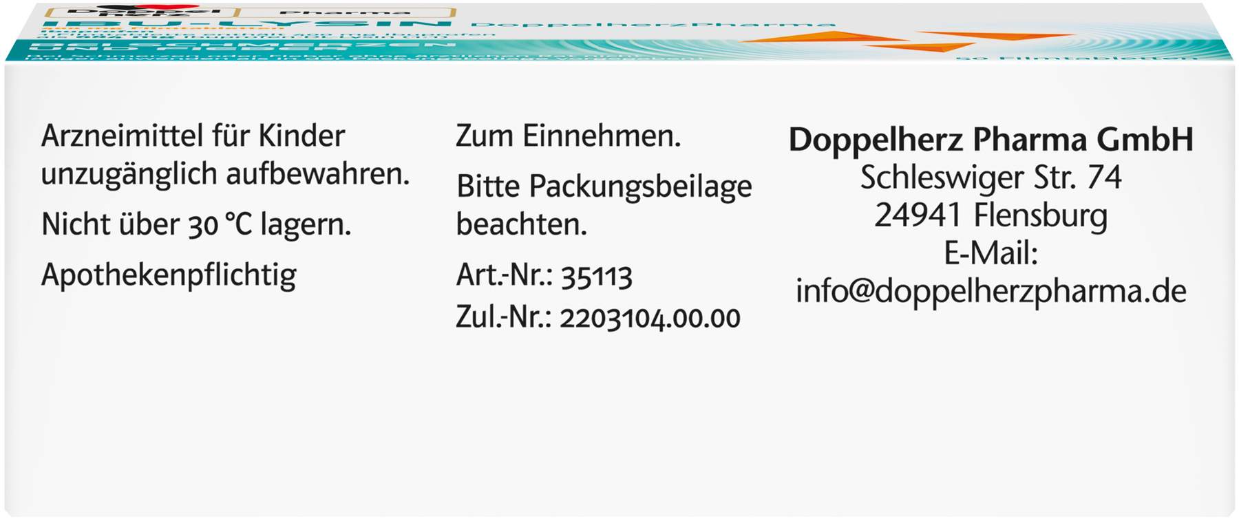 Ibu Lysin Doppelherz Pharma 400 mg 50 Filmtabletten