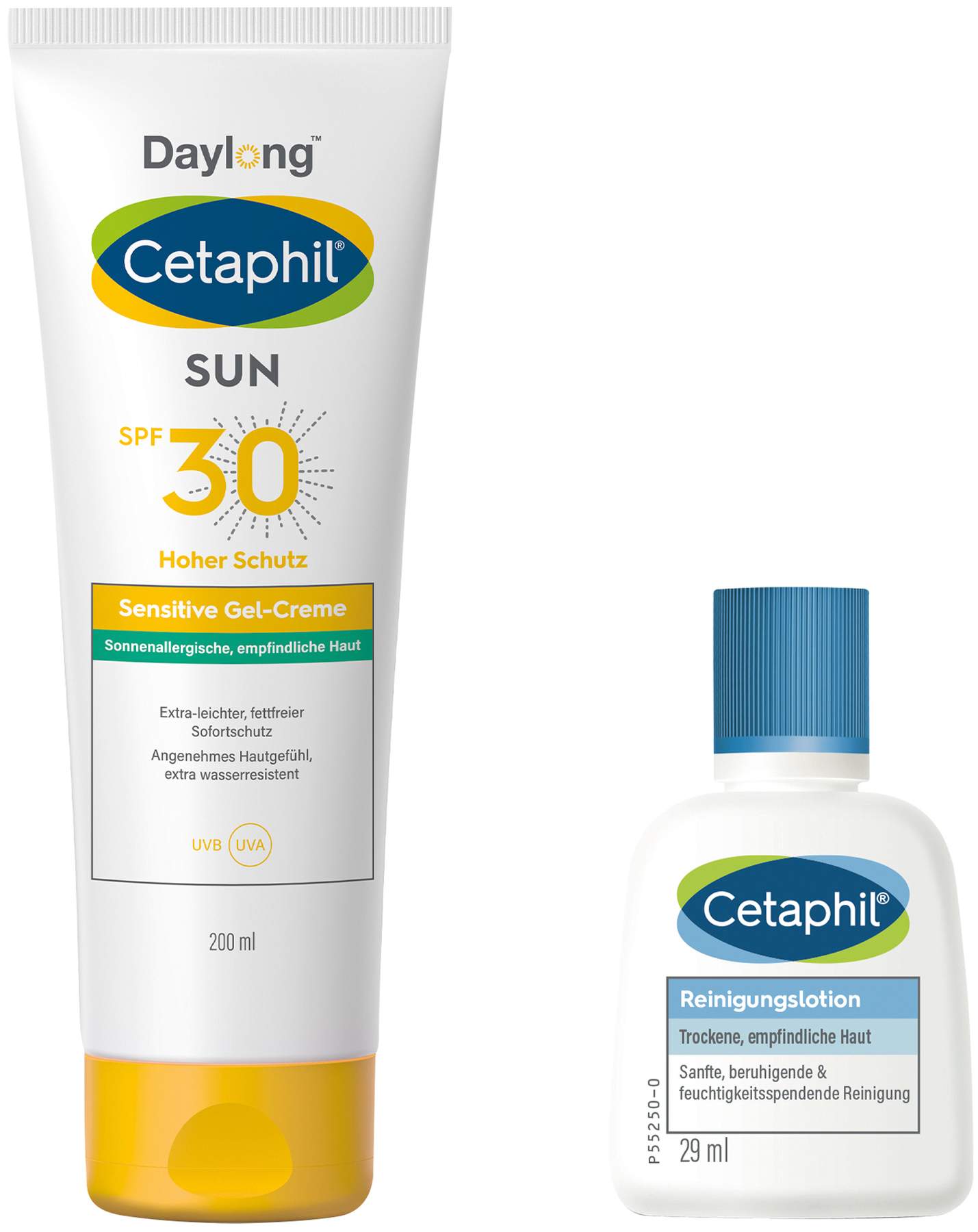 Cetaphil Sun Daylong SPF 30 sensitives Gel 200 ml + gratis Cetaphil Reinigungslotion 29 ml