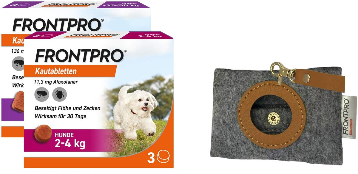 Frontpro 11,3 mg für den Hund 2 x 3 Kautabletten + gratis Hundebeutelspender 1 Stück
