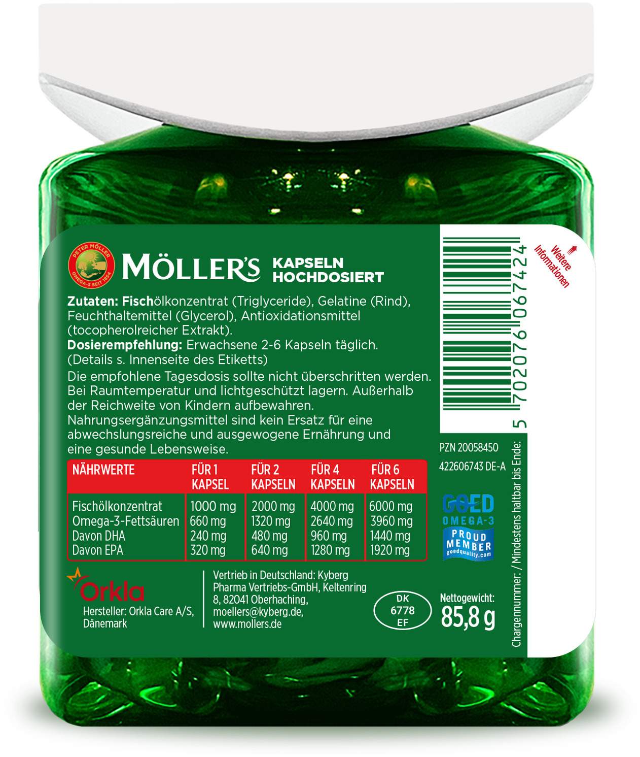 Möller s Omega-3 Kapseln Hochdosiert 60 Stück