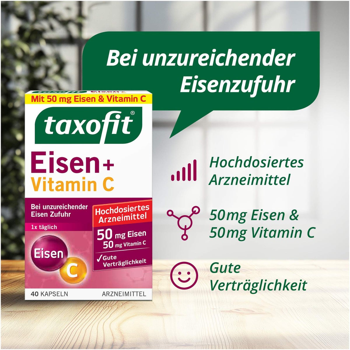 Taxofit Eisen + Vitamin C 40 Kapseln
