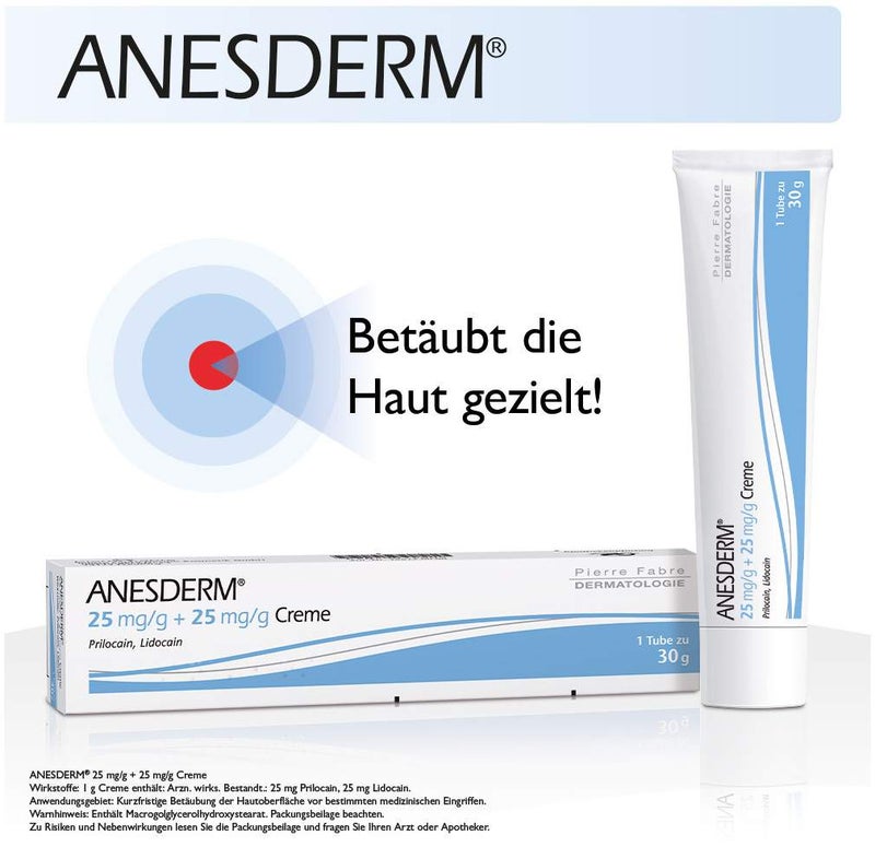 Anesderm 25 mg Pro G + 25 mg Pro G 5g Creme + 2 Pflaster