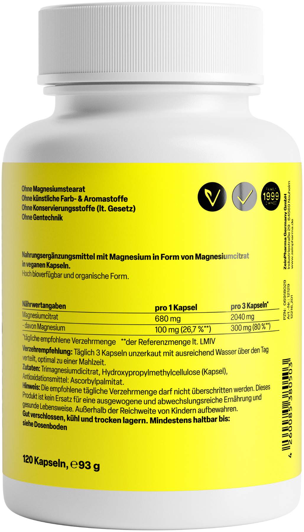Magnesiumcitrat 120 Kapseln