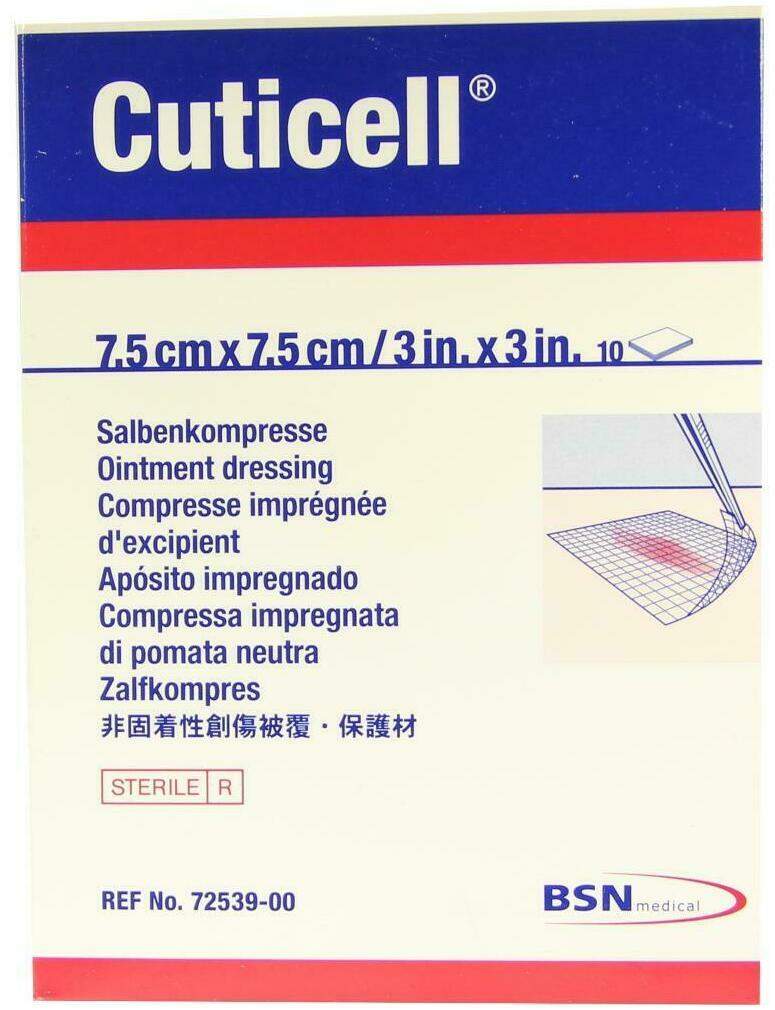Cuticell 10 Salbenkompressen 7,5 X 7,5 cm