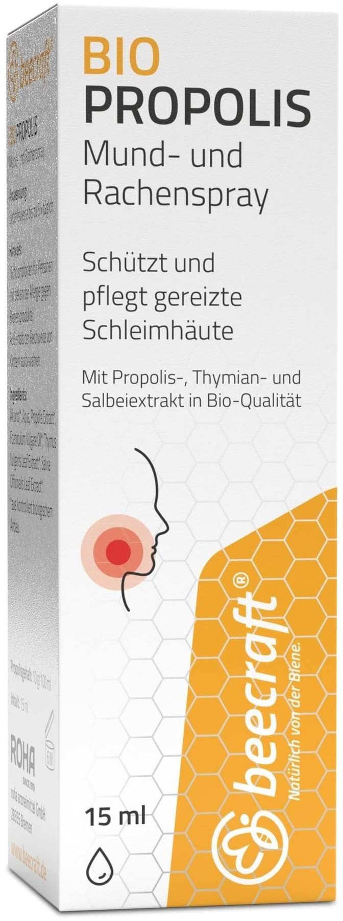 Beecraft Propolis Bio Mund - und Rachenspray 15 ml
