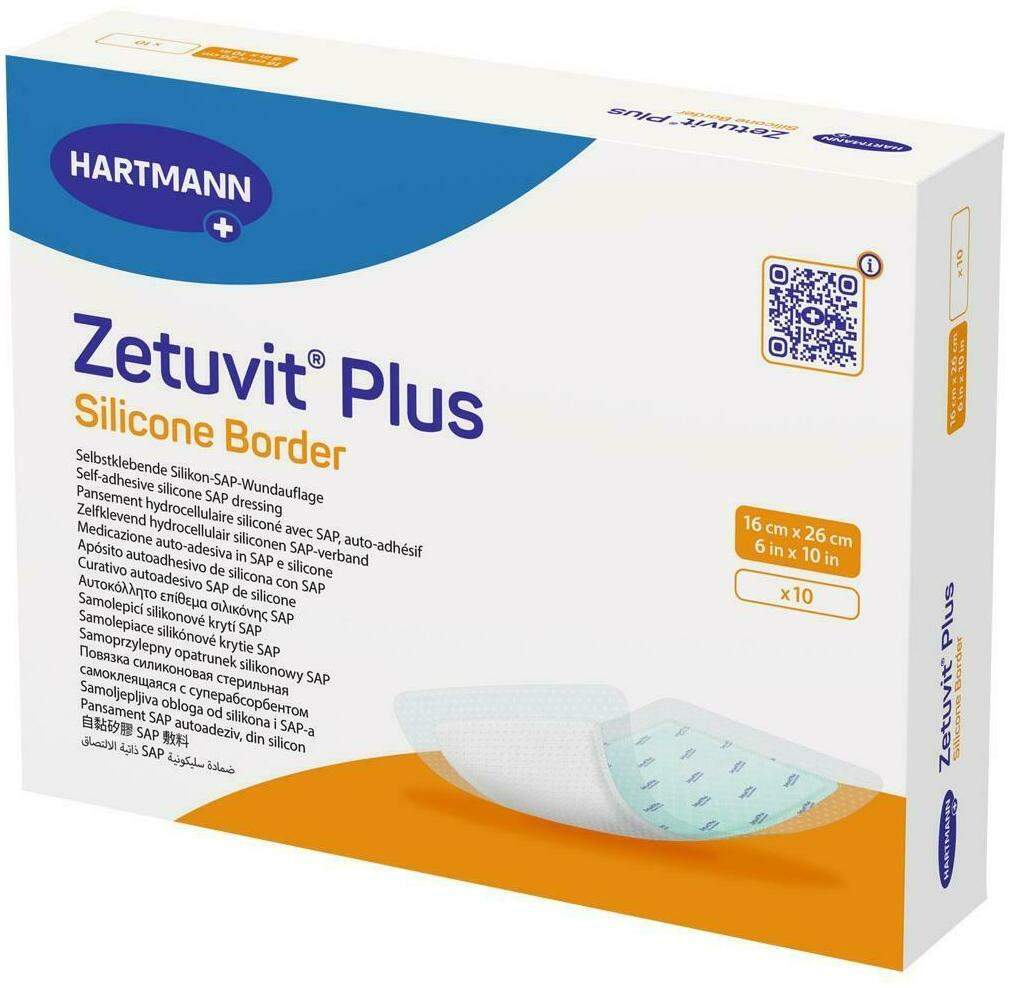 Zetuvit Plus Silicone Border Steril 16x26 cm