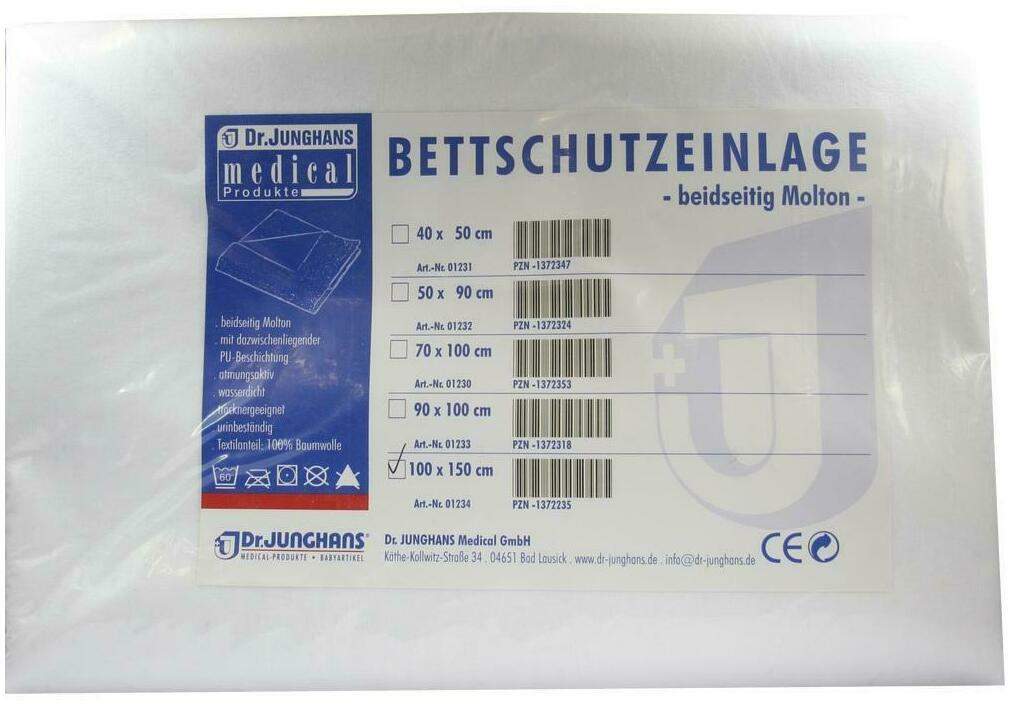 Bettschutzeinlage 100x150cm Doppelseitig Molton