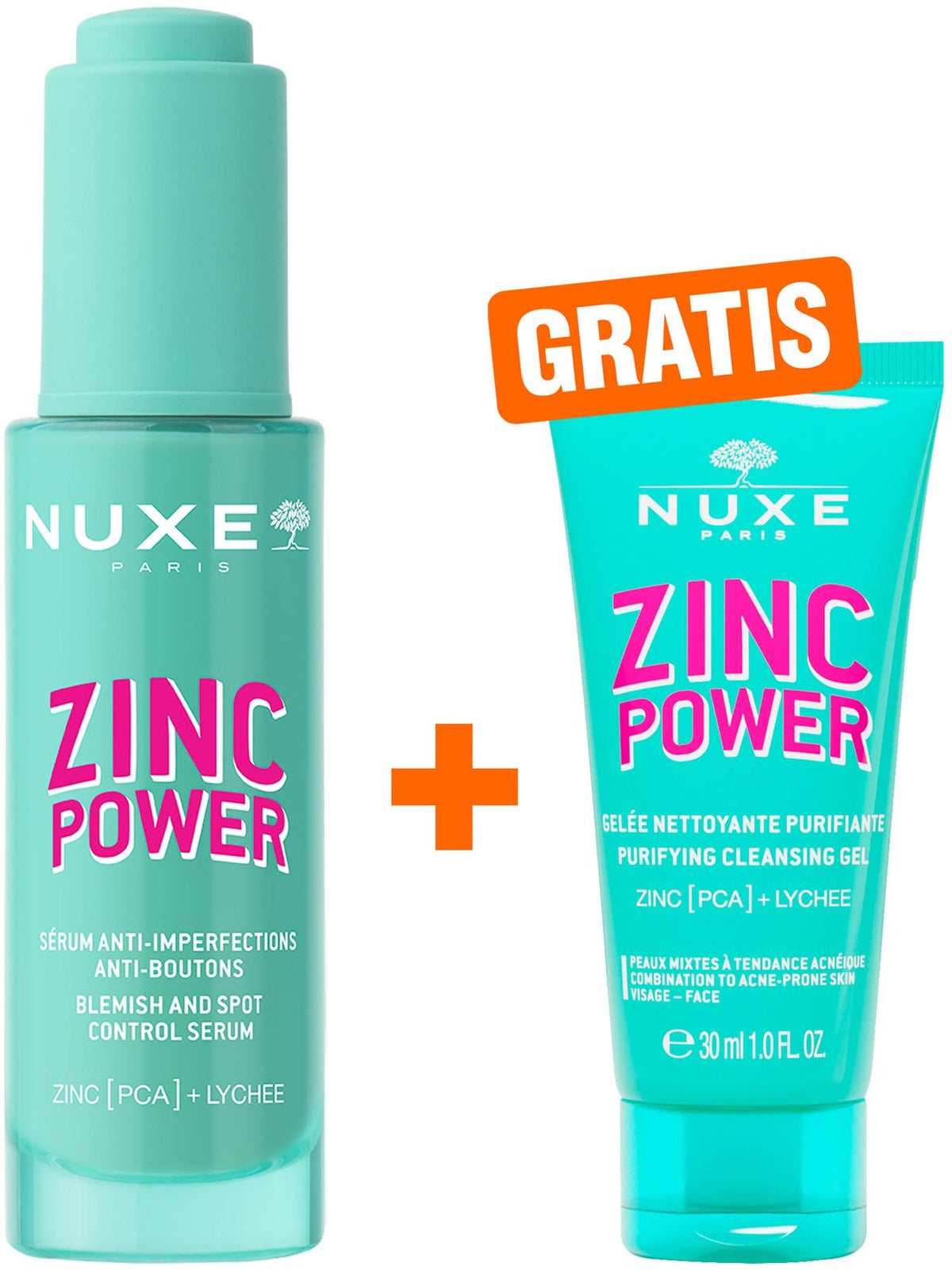 NUXE Zinc Power Serum 30 ml + gratis NUXE Zinc Power Reinigungsgel 30 ml