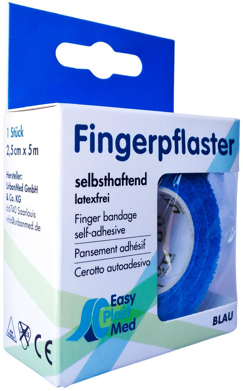 Um Easyplast Fingerpflaster Selbsthaftend 2,5 cm X 5 M Blau