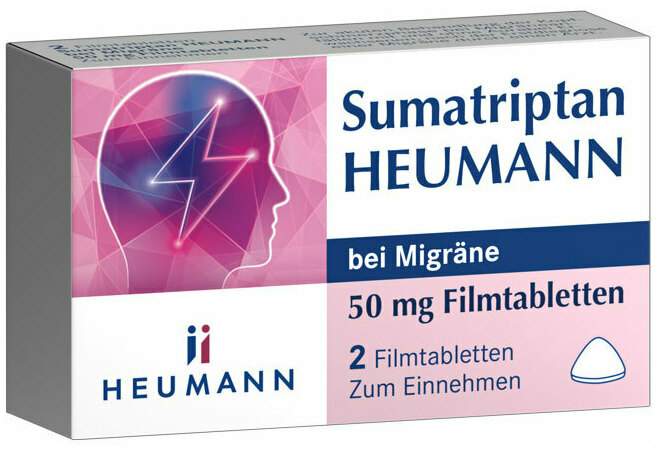Sumatriptan Heumann bei Migräne 50 mg 2 Filmtabletten