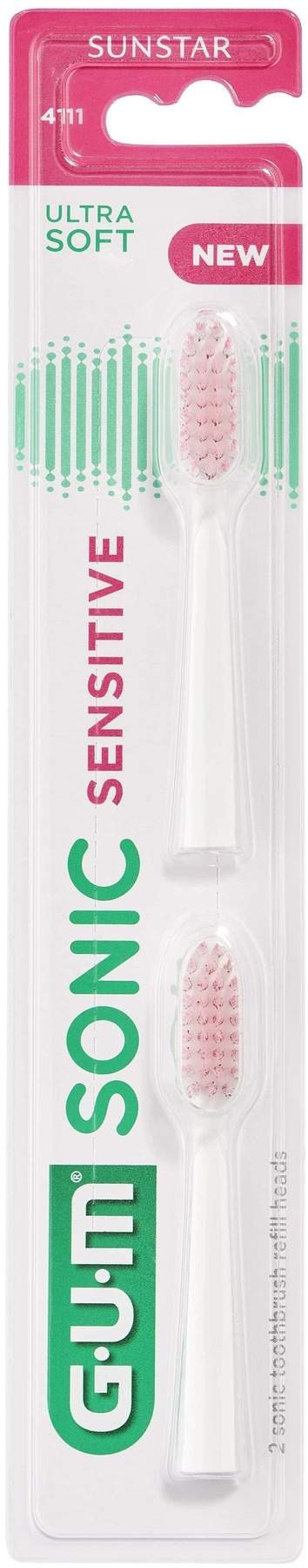 Gum Sonic Sensitive Ersatzbürstenköpfe Weiß 2 Stück