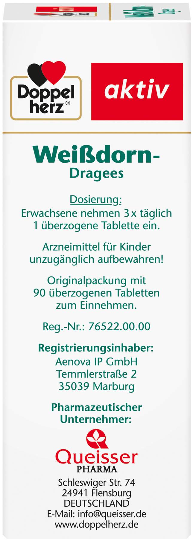 Doppelherz aktiv Weißdorn Dragees 90 Überzogene Tabletten