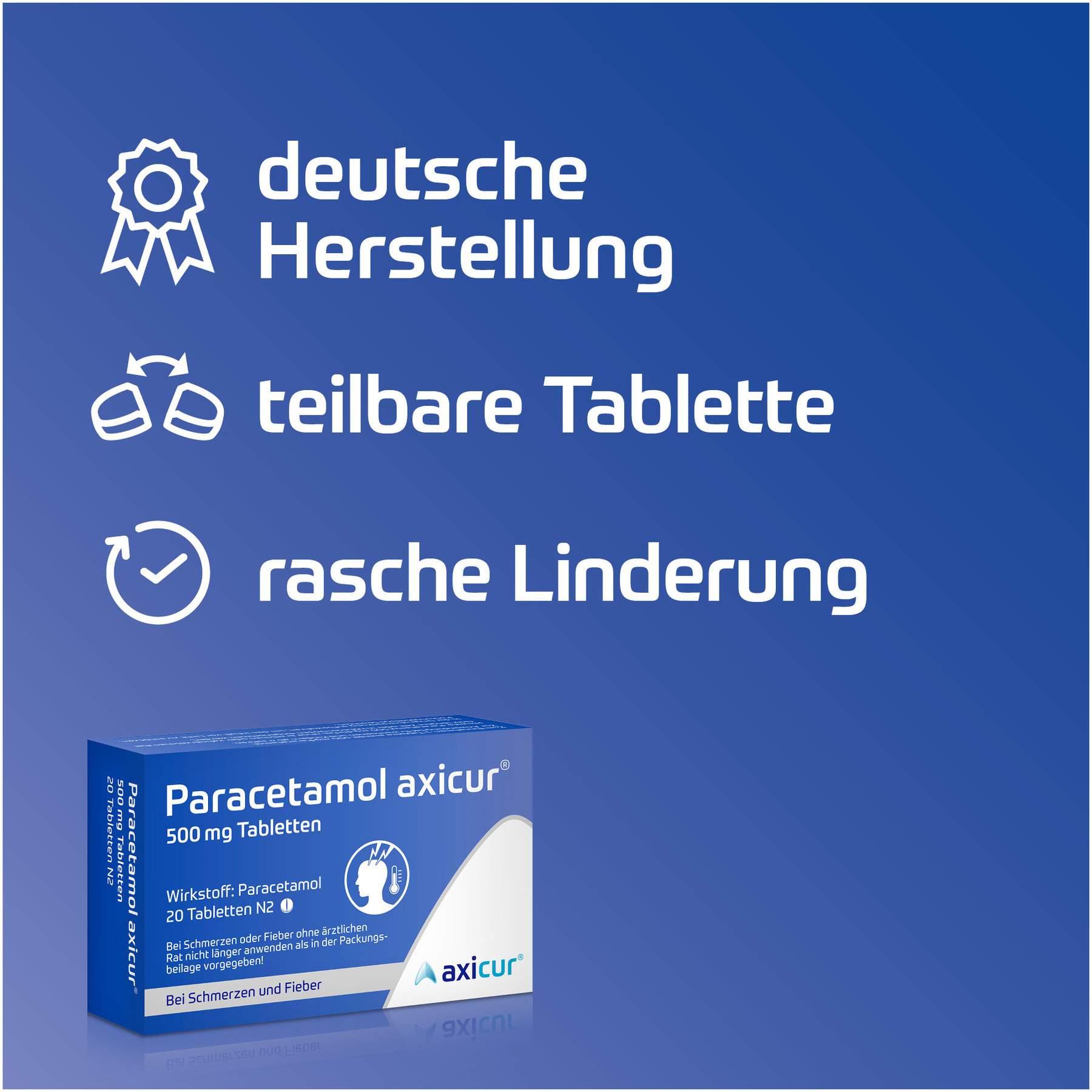 Paracetamol Axicur 500 mg 20 Tabletten