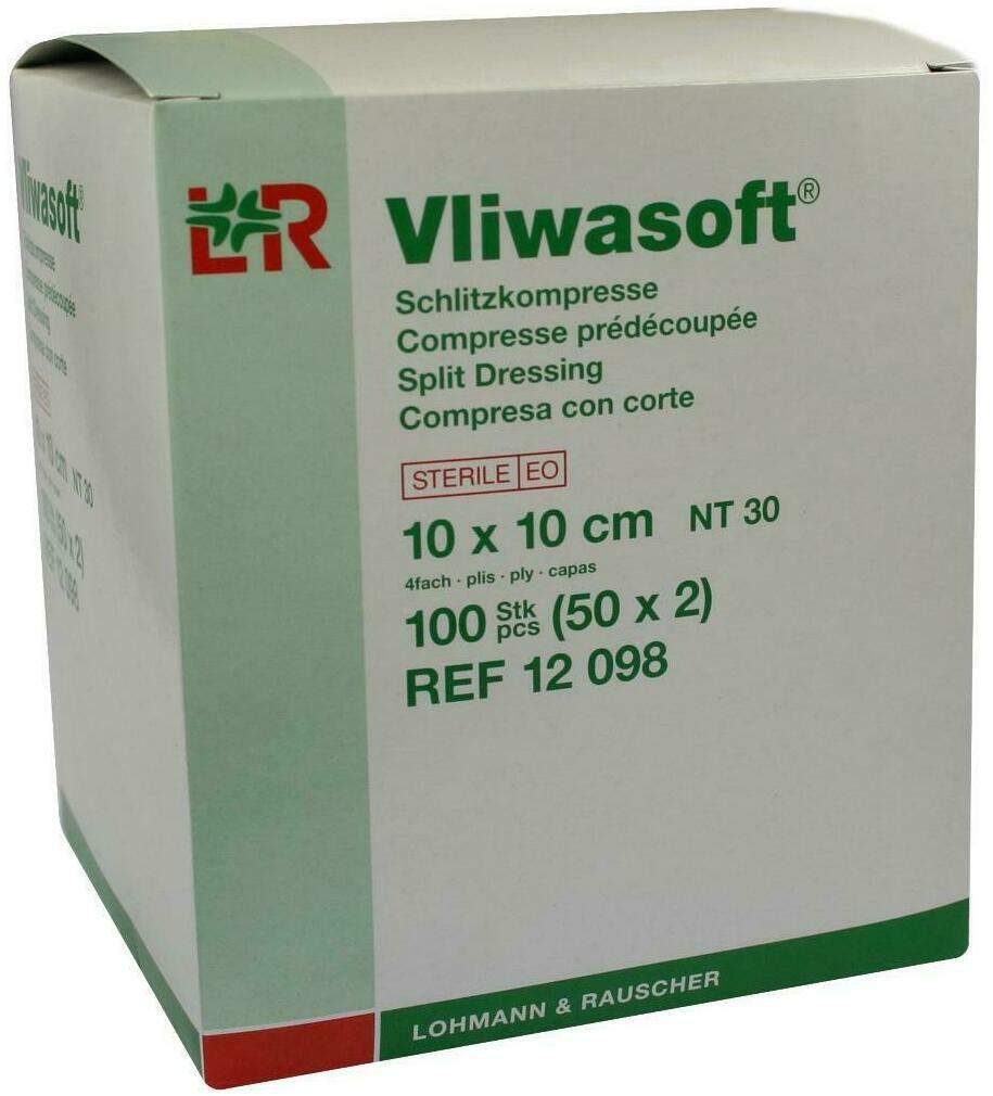 Vliwasoft Schlitzkompressen 10x10cm 4-Lalagig