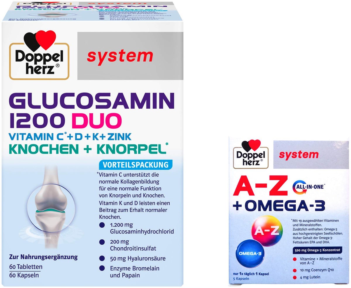 Doppelherz system Glucosamin 1200 Duo 120 Tabletten + gratis Doppelherz A-Z + Omega-3 all-in-one system 5 Kapseln