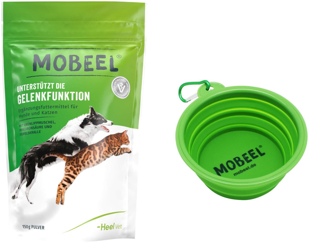 Mobeel Pulver für Hund und Katze 150 g + gratis Mobeel Faltnapf