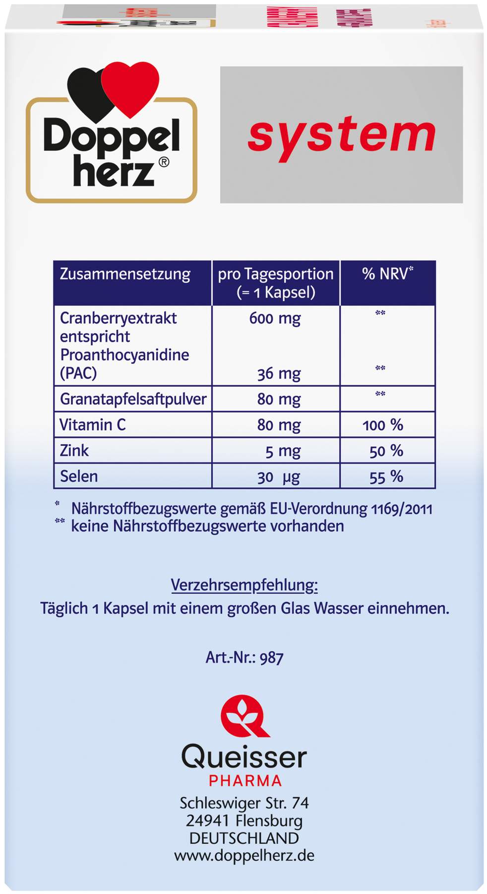 Doppelherz System Cranberry + Granatapfel 60 Kapseln