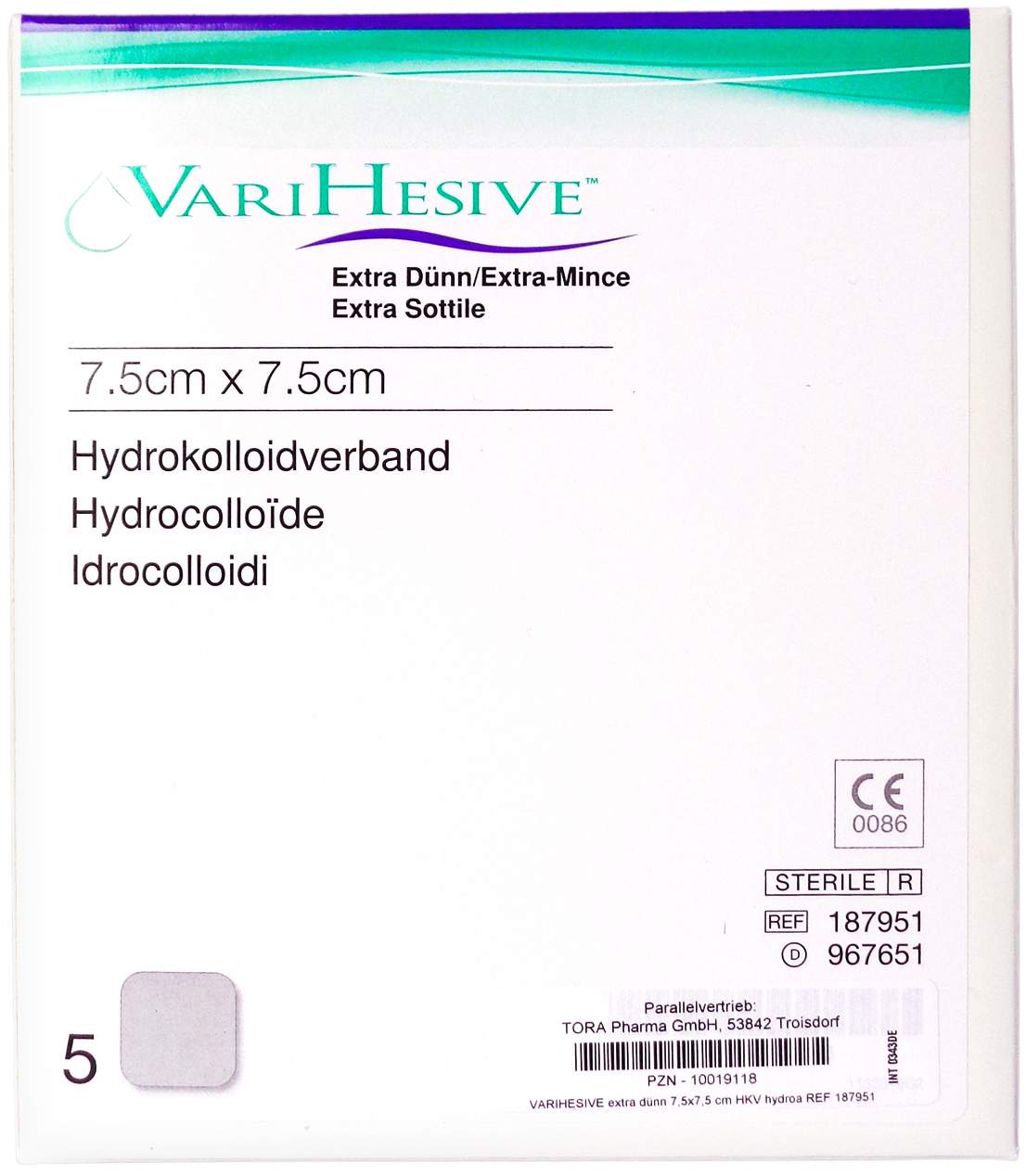 Varihesive Extra Dünn 7,5x7,5 cm Hkv Hydroa.967