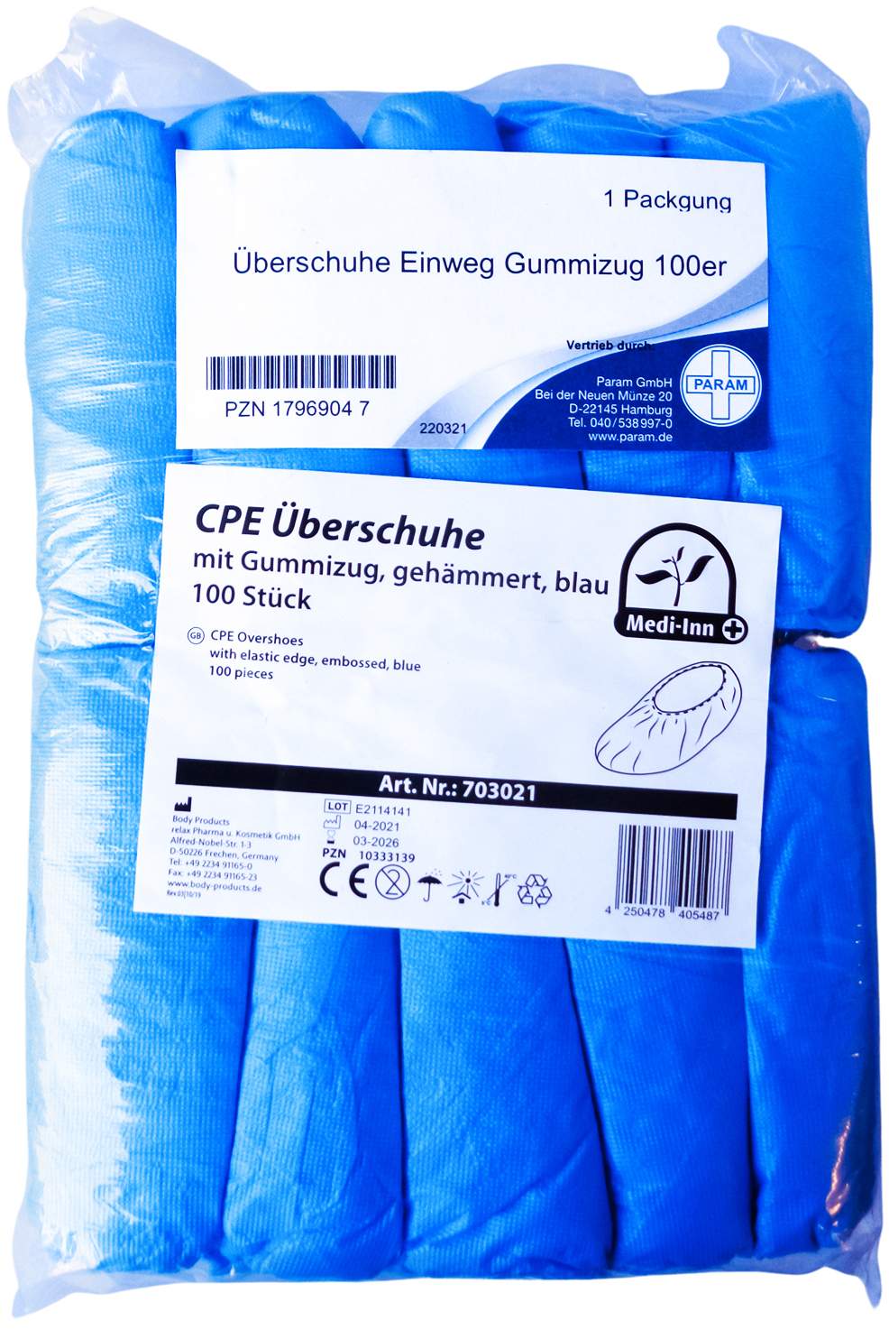 Überschuhe Einweg Cpe Mit Gummizug Blau 100 Stück