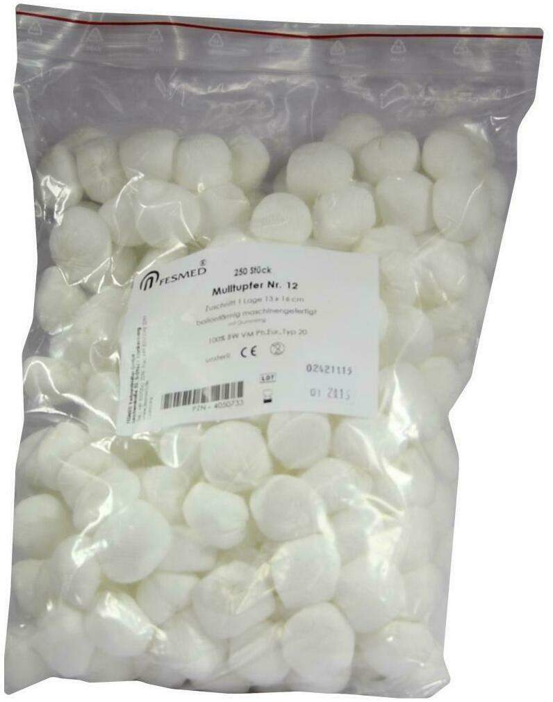 Mulltupfer Nr.12 Unsteril 1lage 13x16cm Ballonförmig 250 Tupfer