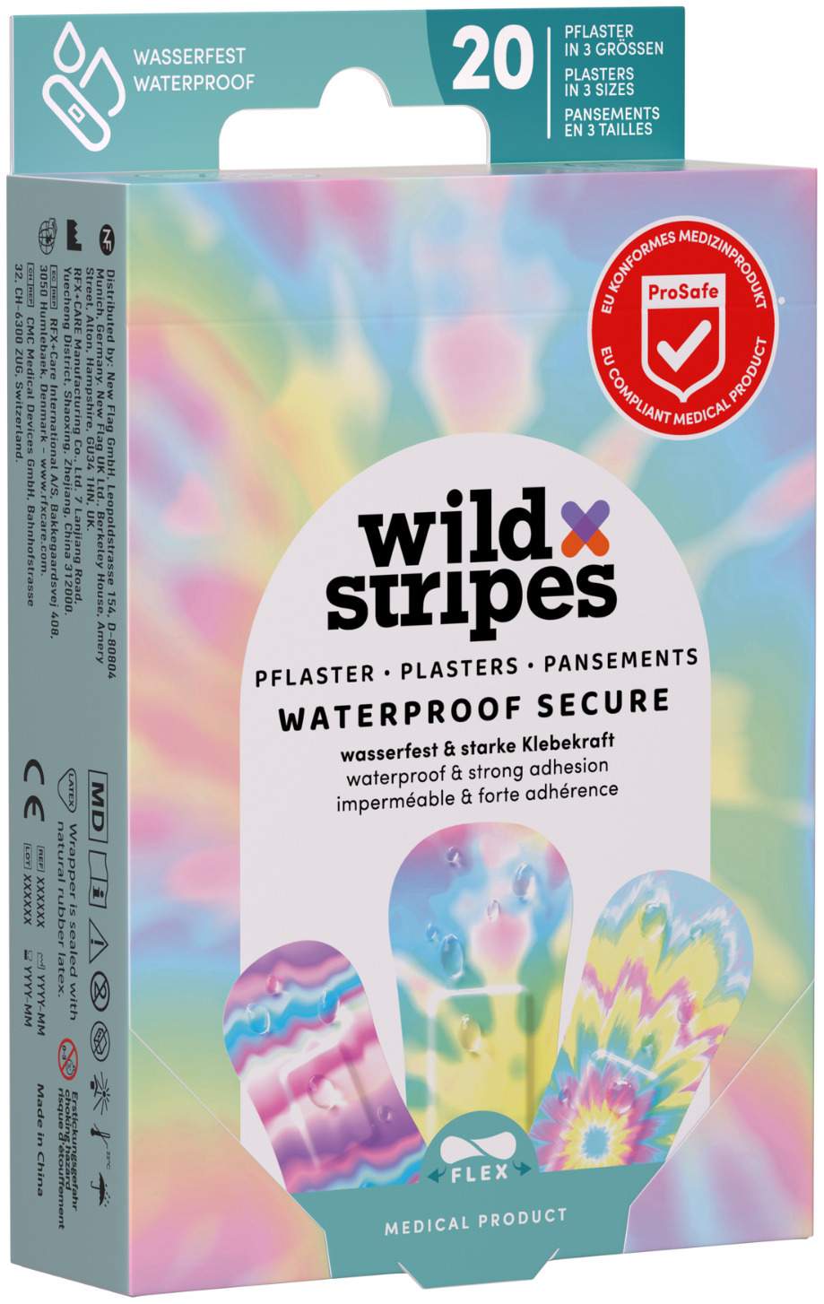 Wild Stripes Waterproof Secure Rainbow Edition 20 Pflaster
