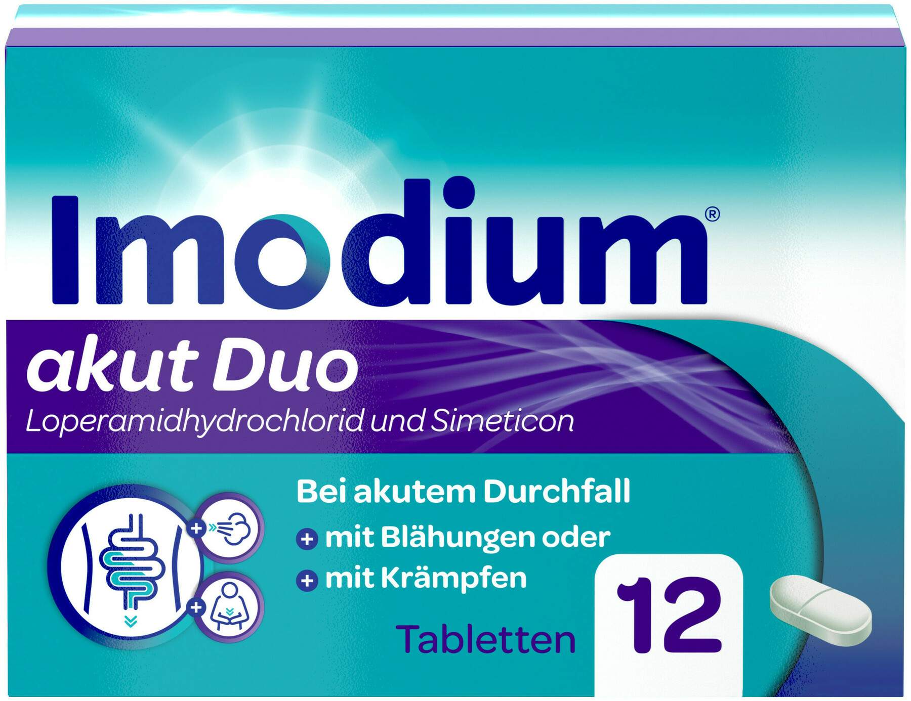 Imodium akut Duo 2 mg 125 mg 12 Tabletten