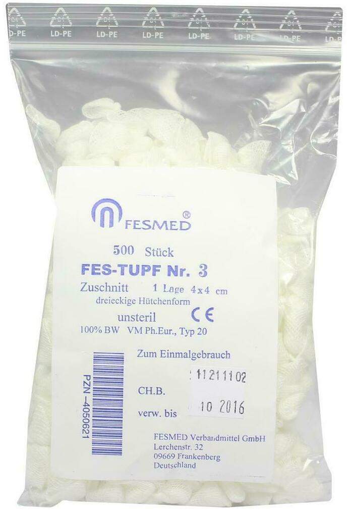 Mulltupfer Fes Tupf Nr.3 Unsteril 1lage 4x4cm