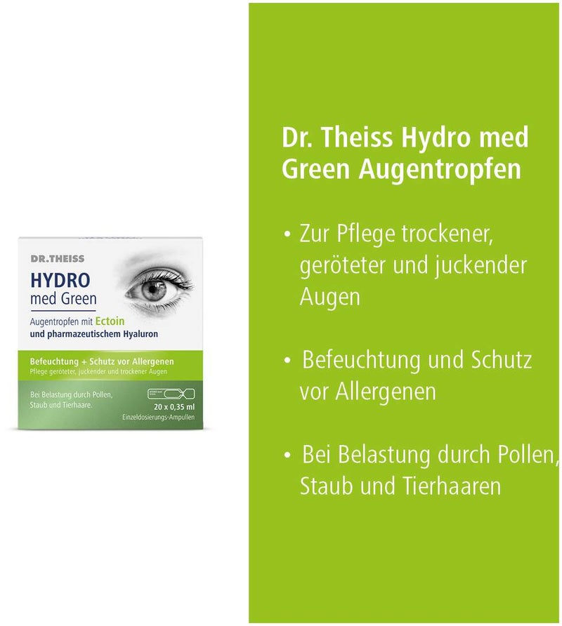 Dr.Theiss Hydro med Green Augentropfen 20 x 0,35 ml Einzeldosispipetten
