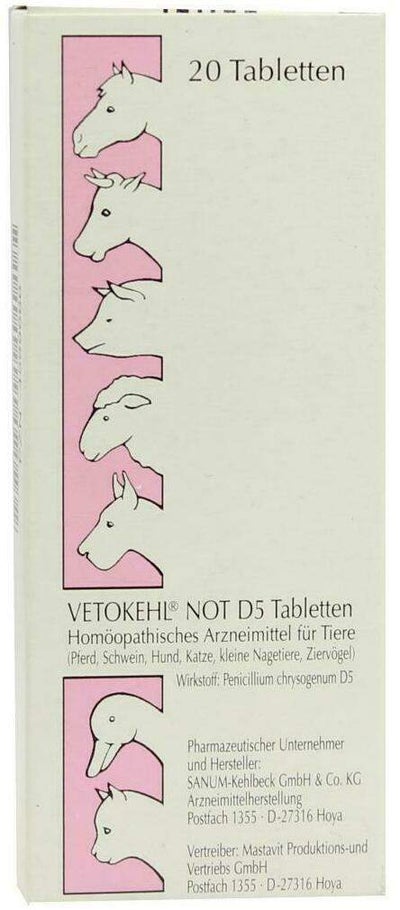 Vetokehl Not D5 vet. 20 Tabletten