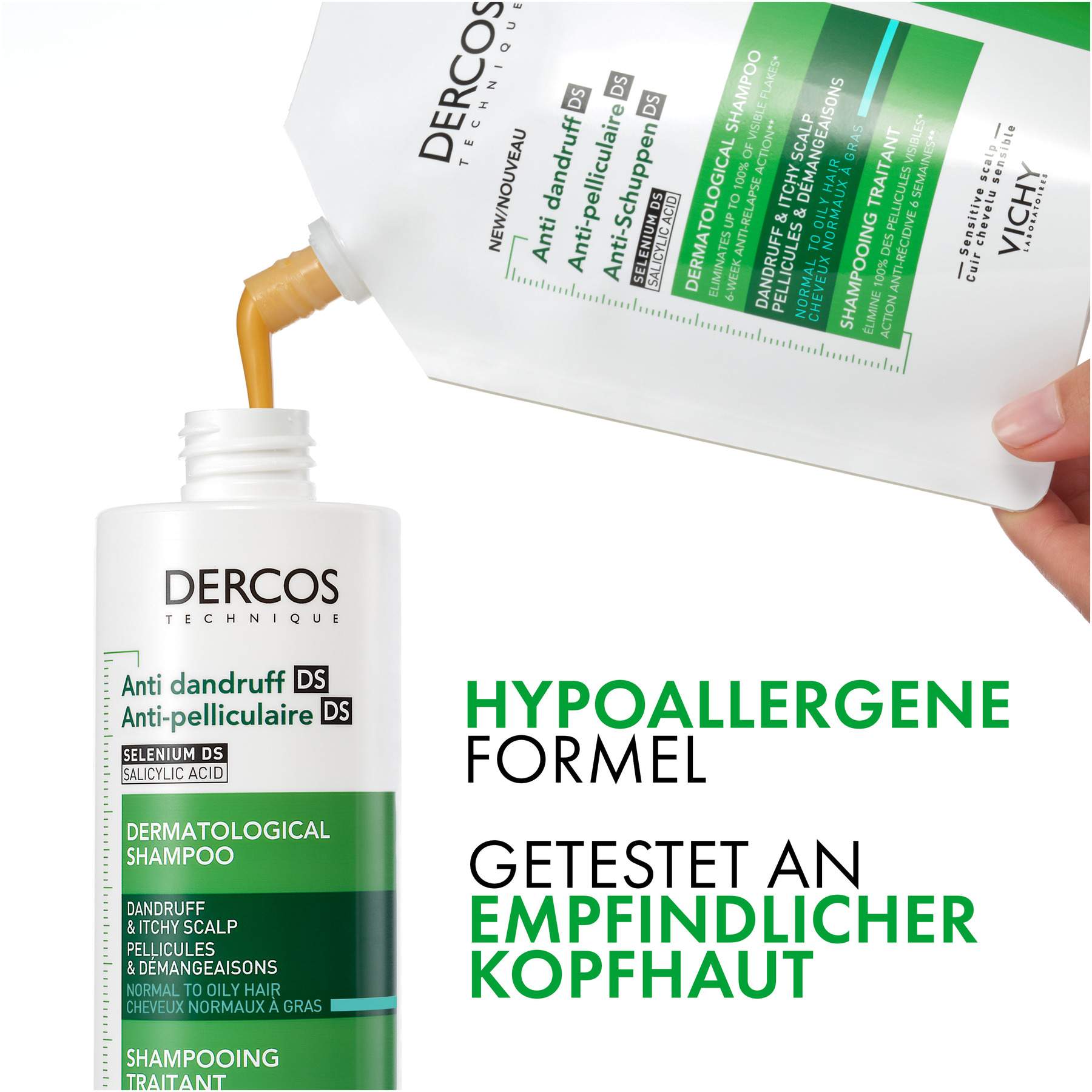 Vichy Dercos Anti-Schuppen Shampoo fettige Kopfhaut Nachfüllpack 390 ml