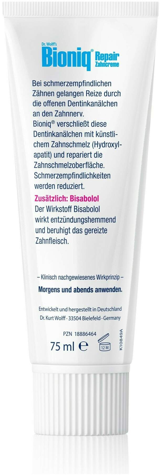 Bioniq Repair-Zahncreme sensitiv akut 75 ml