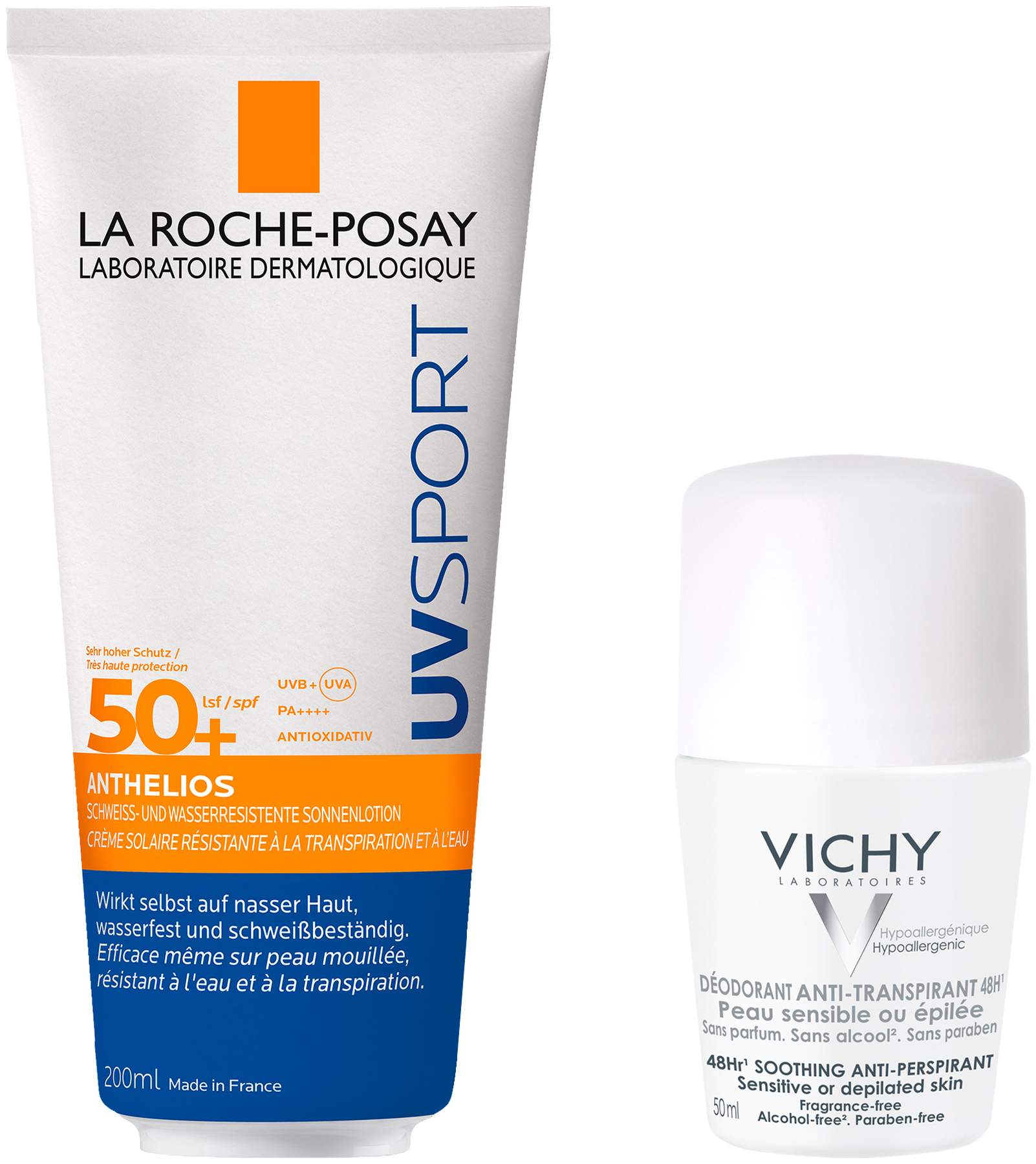 La Roche Posay Anthelios Pro Sport Wet Skin Gel LSF 50+ 200 ml + gratis Vichy Deo Roll-on Anti Flecken 48h 50 ml