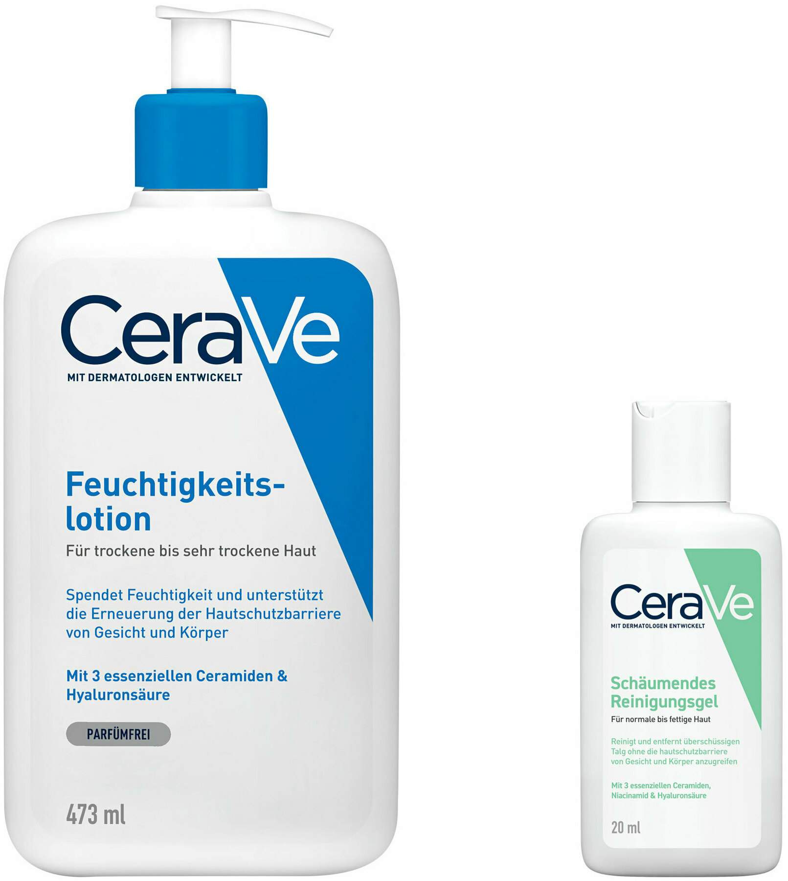 CeraVe Feuchtigkeitslotion 473 ml + gratis schäumendes Reinigungsgel 20 ml