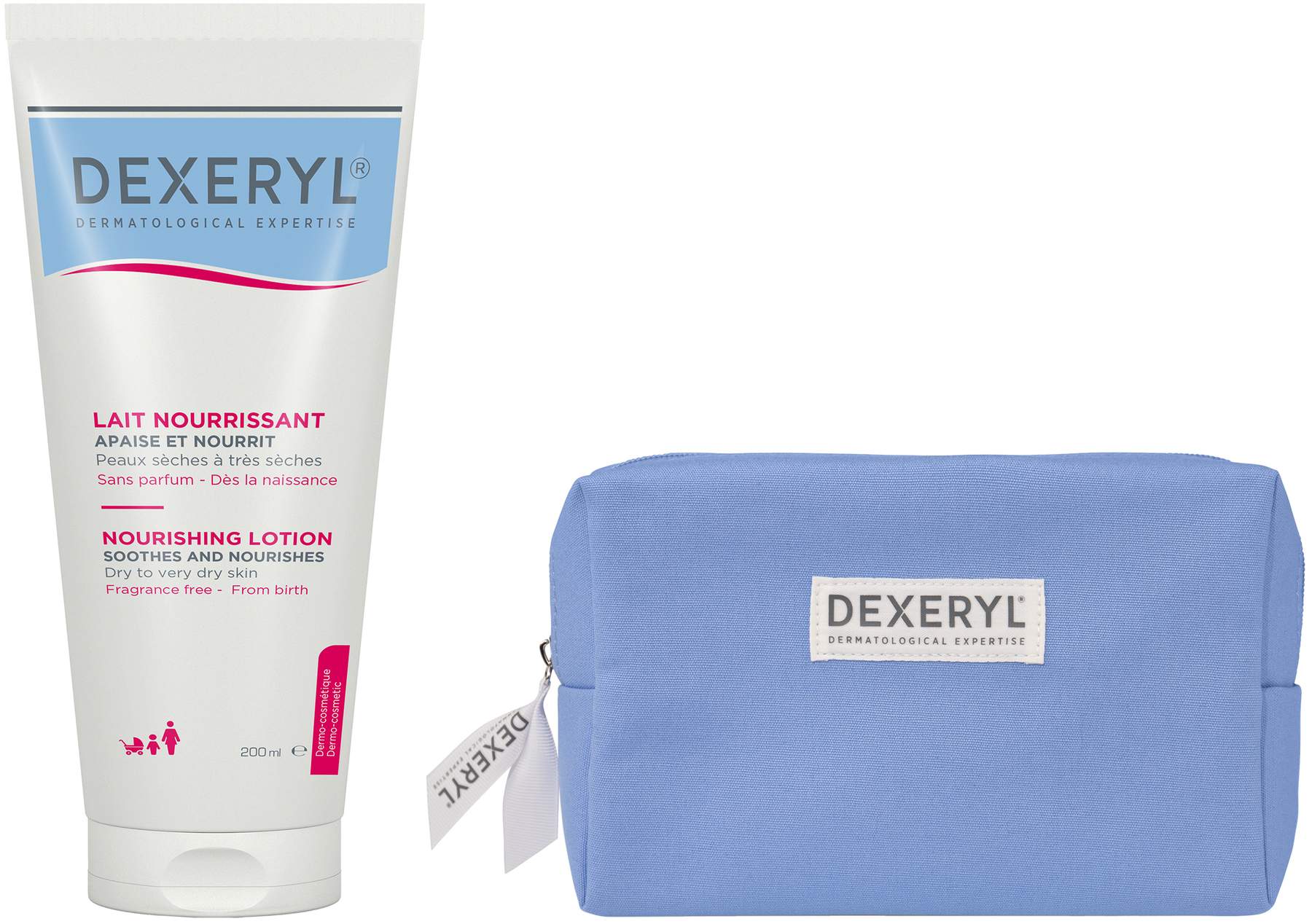 Dexeryl Pflegelotion 200 ml + gratis Kosmetiktasche