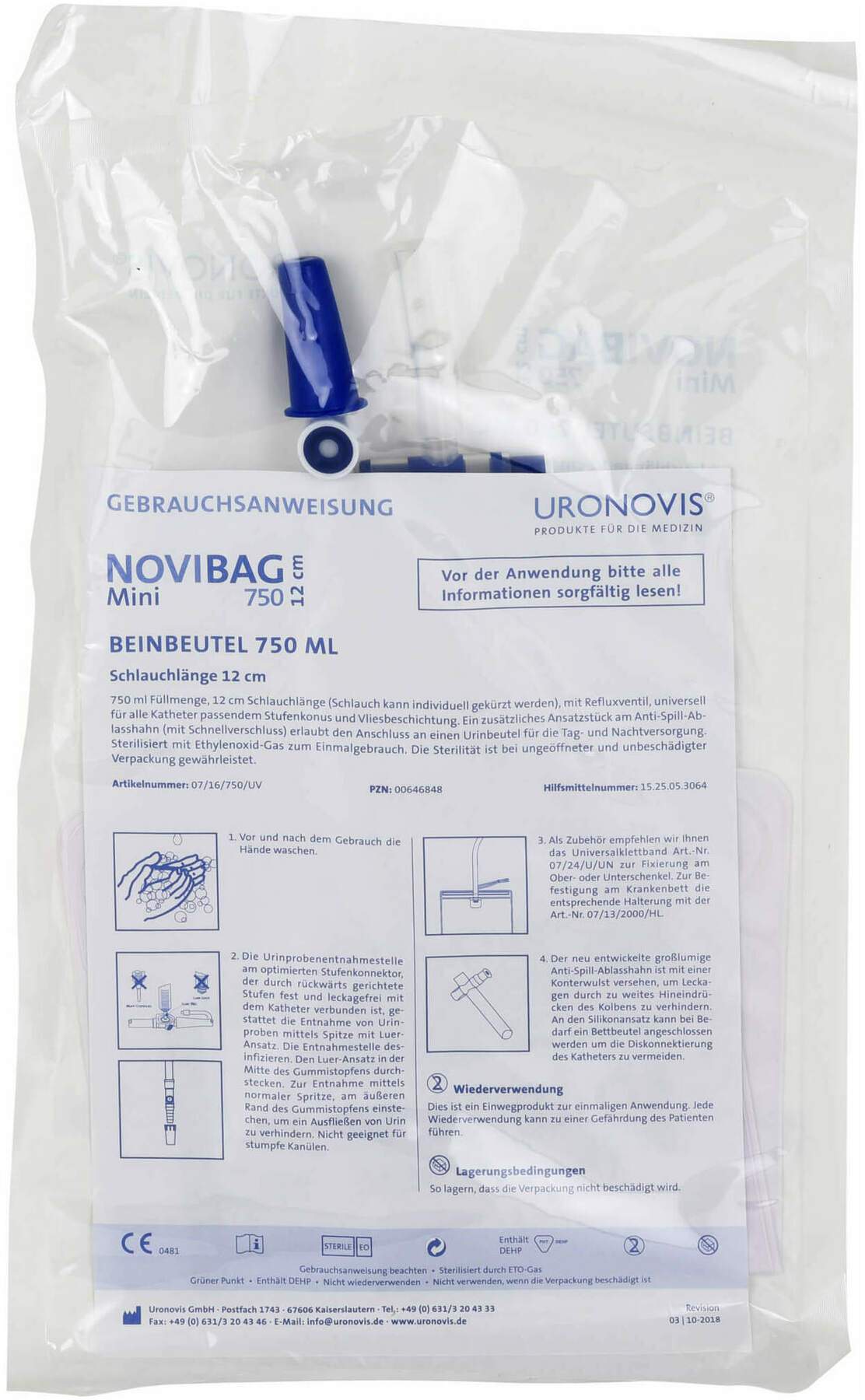 Beinbeutel 750 ml 12 cm Nrv Steril