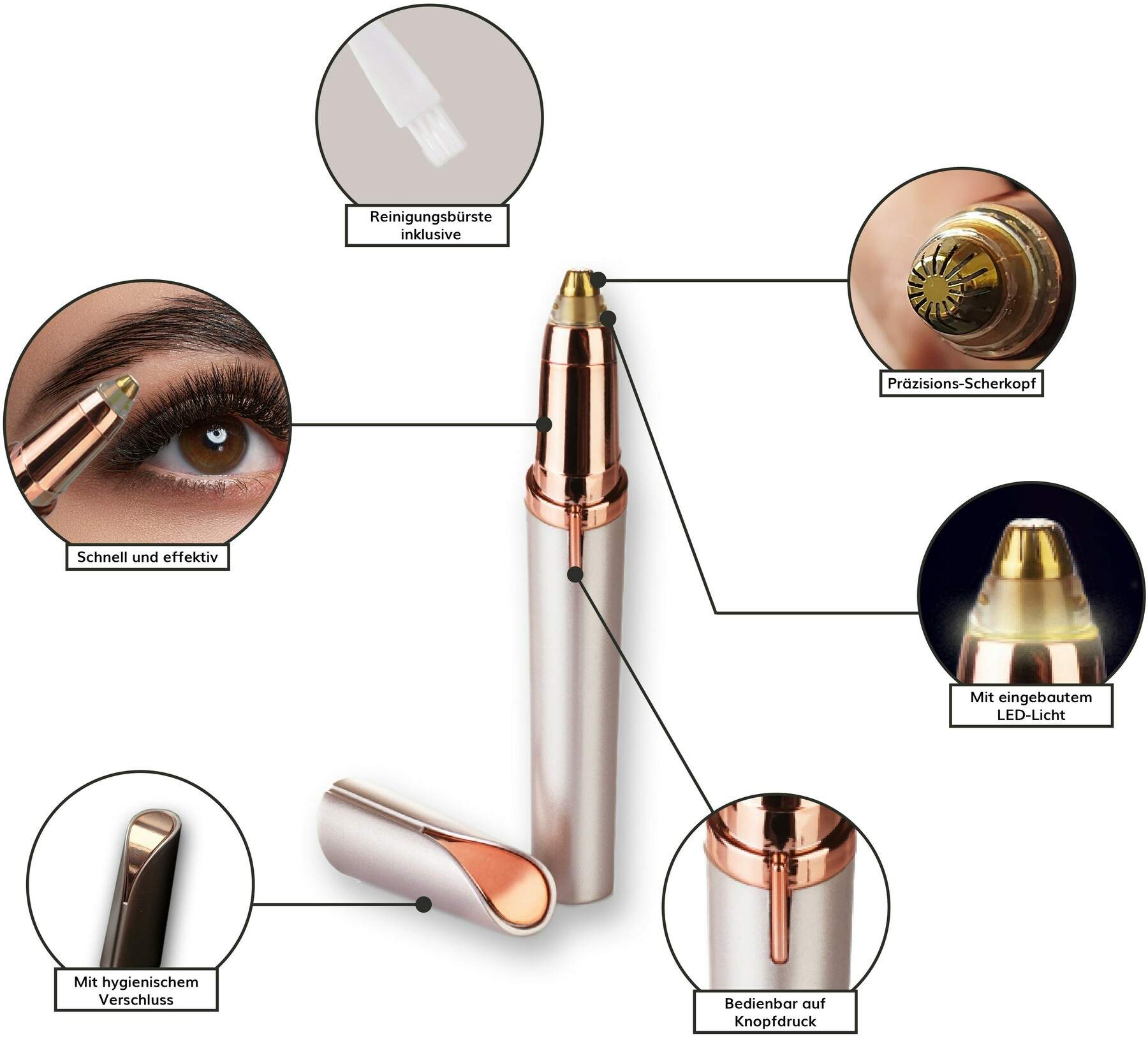 Augenbrauen Trimmer perfect mit LED Licht